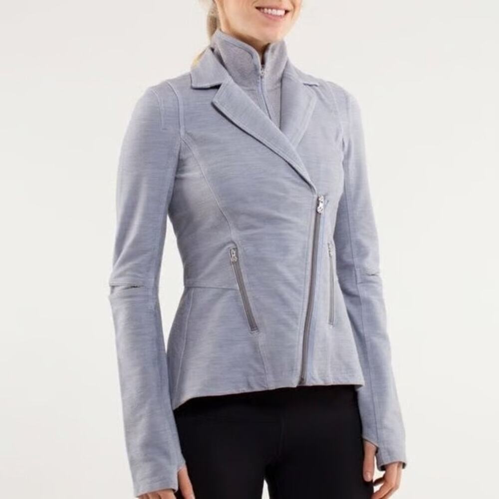Lululemon Sz 4 Gray Ride On Blazer Moto Dickey Athleisure Jacket